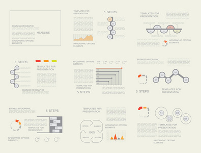 图表元素，模板的演示文稿，矢量集