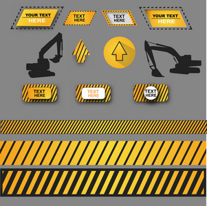 元素的施工挖掘机 条纹 箭头按钮