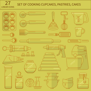 烘焙厨房平面图标集