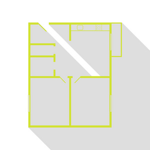 公寓楼计划。平面样式阴影路径与梨图标