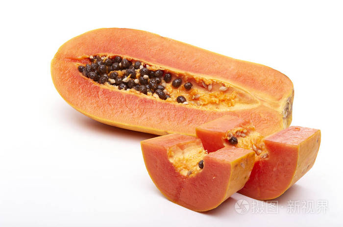 上白孤立的新鲜黄木瓜