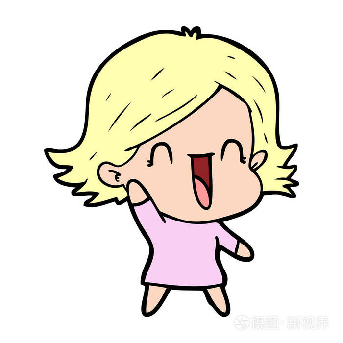 卡通快乐女性的矢量插图