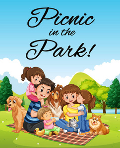海报设计与家庭野餐在公园