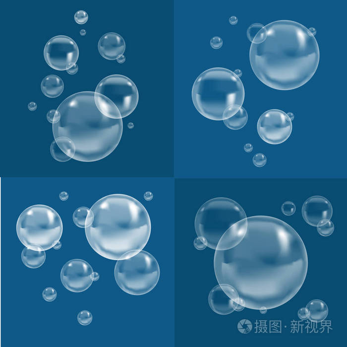透明的泡泡,在暗蓝色的背景设置.矢量插画-正版商用图片0bv474-摄图新