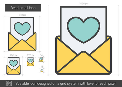 读电子邮件线图标