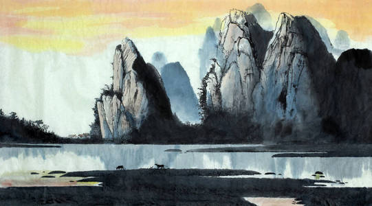 中国山水画山和河