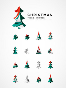 抽象的圣诞树图标的设置