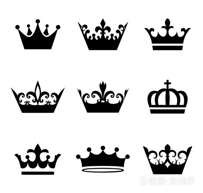 皇冠剪影符号的集合