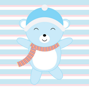 婴儿淋浴例证与可爱的蓝色小熊宝宝适合邀请卡 明信片 苗圃墙