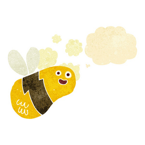 卡通蜜蜂与思想泡泡