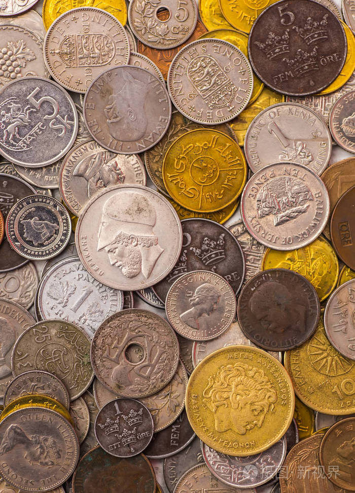 几个欧洲货币-背景图案的硬币