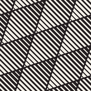 矢量无缝黑白半色调线模式。抽象几何复古背景设计