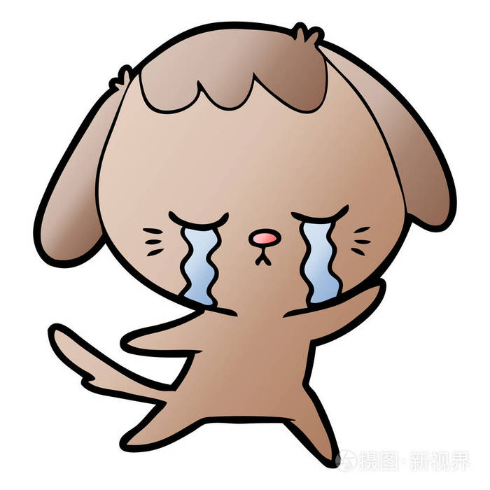 卡通哭狗的矢量图解