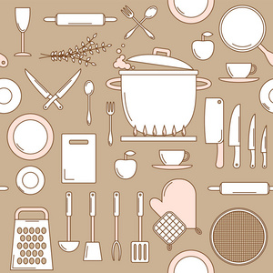 餐具无缝模式插画