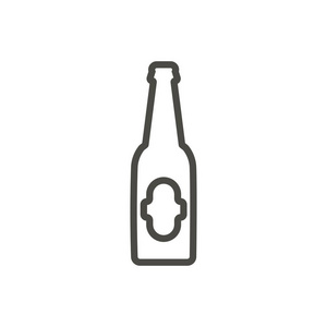 啤酒瓶图标矢量。线酒精饮料标志