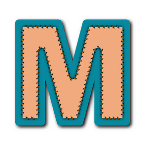 m 字符在刺绣补丁中的字母矢量图形构思设计概念研究照片