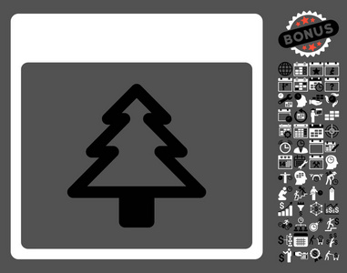 杉木树日历页单位矢量图标与奖金