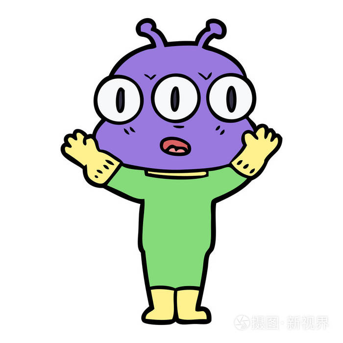 卡通三眼外星人