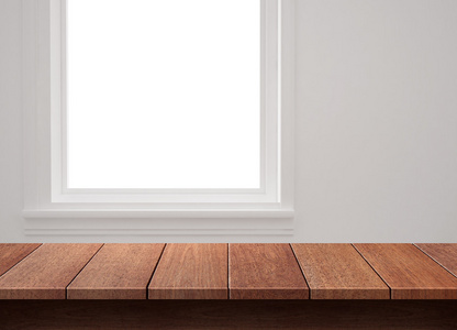 木桌与窗口背景