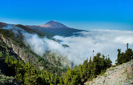 Teide 国家公园的火山 Teide 和熔岩风景, Teide 国家公园的火山口, 西班牙, 加那利群岛的岩石火山岩景观