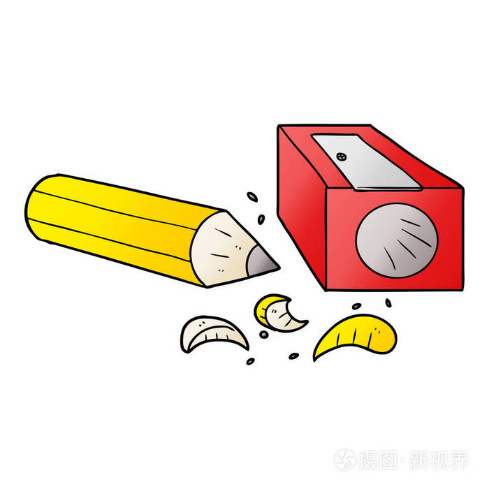 卡通铅笔和削刀