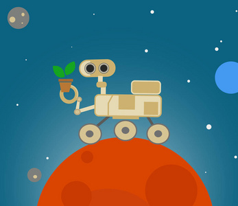 漫游宇宙可爱的卡通漫游者探索火星照片