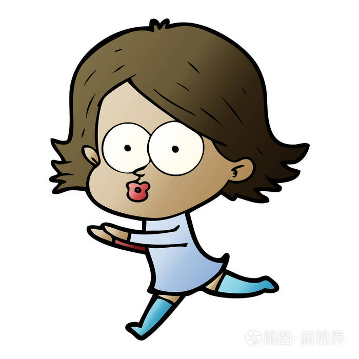 卡通女孩噘嘴的矢量插图