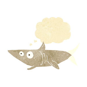 卡通快乐鲨鱼与思想泡泡