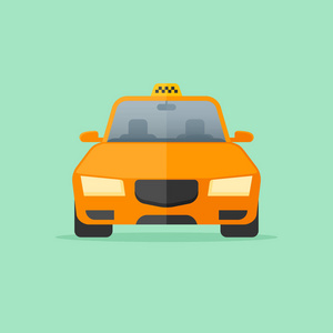 出租车司机与上白色孤立的的士车卡通插图电话服务线性图标设置.