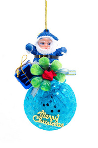 balld节日装饰与圣诞老人在圣诞 balld 选址照片