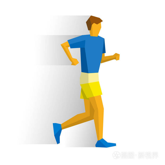 走在t 恤和短裤的运动员.步行竞赛