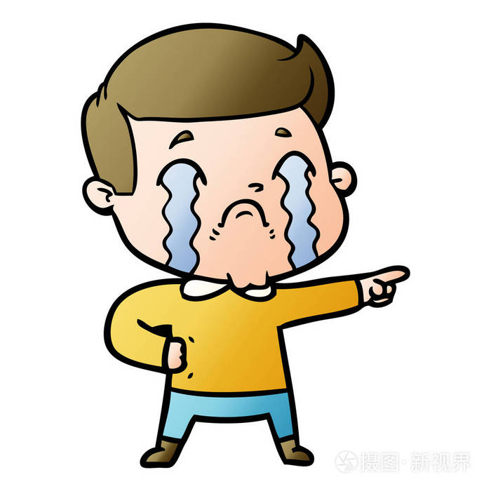 卡通人物哭泣的媒介例证