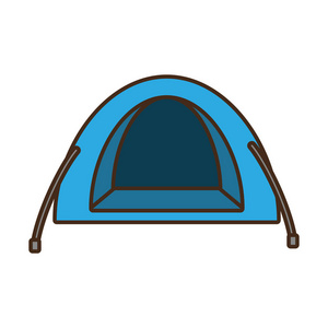 蓝色圆顶帐篷远足森林露营