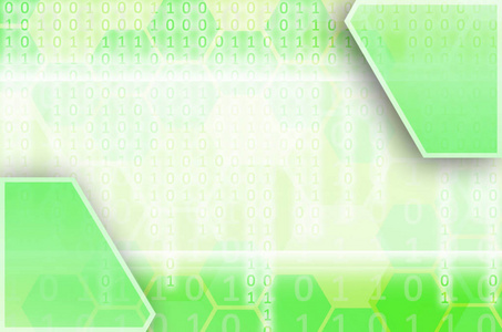 抽象的技术背景由一套六边形和其他几何形状在绿色颜色