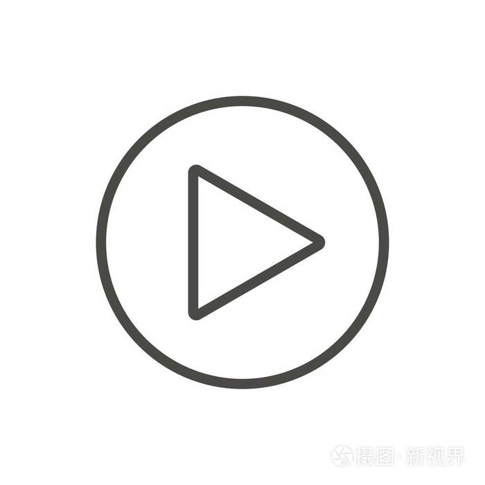 播放按钮, 线条图标.矢量轮廓媒体符号