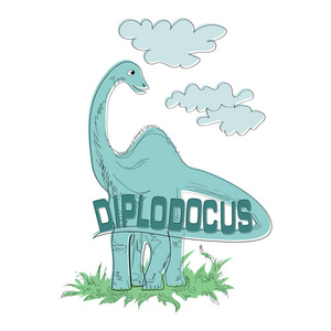 梁龙特征图恐龙的矢量例证.梁龙照片