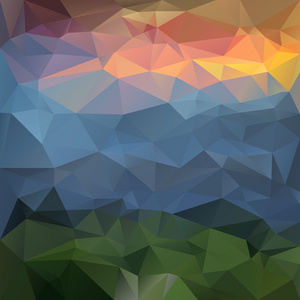 矢量多边形背景三角设计中自然颜色   景观山