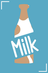 牛奶瓶插图在蓝色的背景