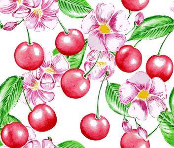 樱桃和鲜花