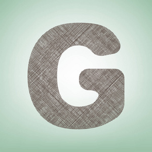 字母 G 标志设计模板元素。矢量。与光斑中心的绿色背景上的褐色亚麻图标