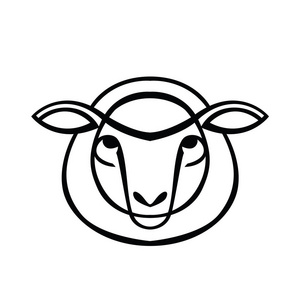 线性的程式化的绘图头绵羊或 ram