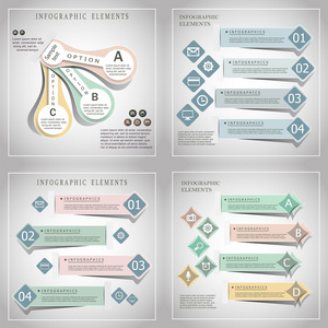 现代折纸样式信息图表横幅的集合