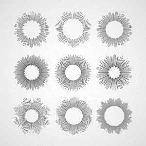 复古太阳爆裂形状的设置.矢量图照片
