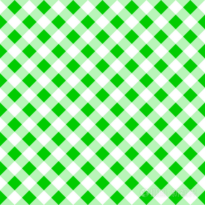 无缝模式的绿色的白色格子桌布