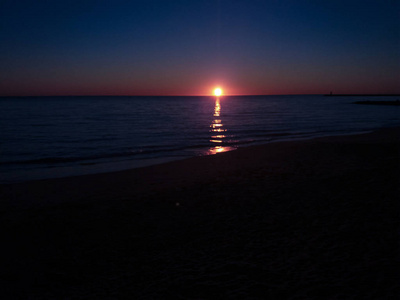 五颜六色的自然日落海岸线, 海洋海滩风景户外背景