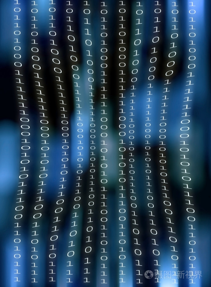 蓝色数字屏幕上抽象二进制代码