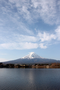 河口湖湖景的富士山图片