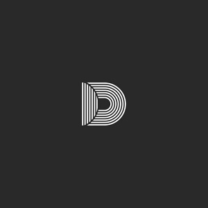 d 字母徽标会标,简单的线条黑白设计元素,几何形状身份象征照片