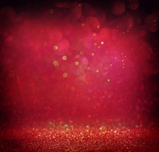 金色, 红色和紫色.离焦照片