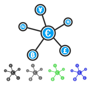 欧元金融网络链接平面图标